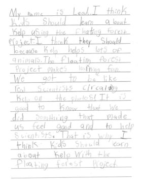 Some student reactions to Floating Forests